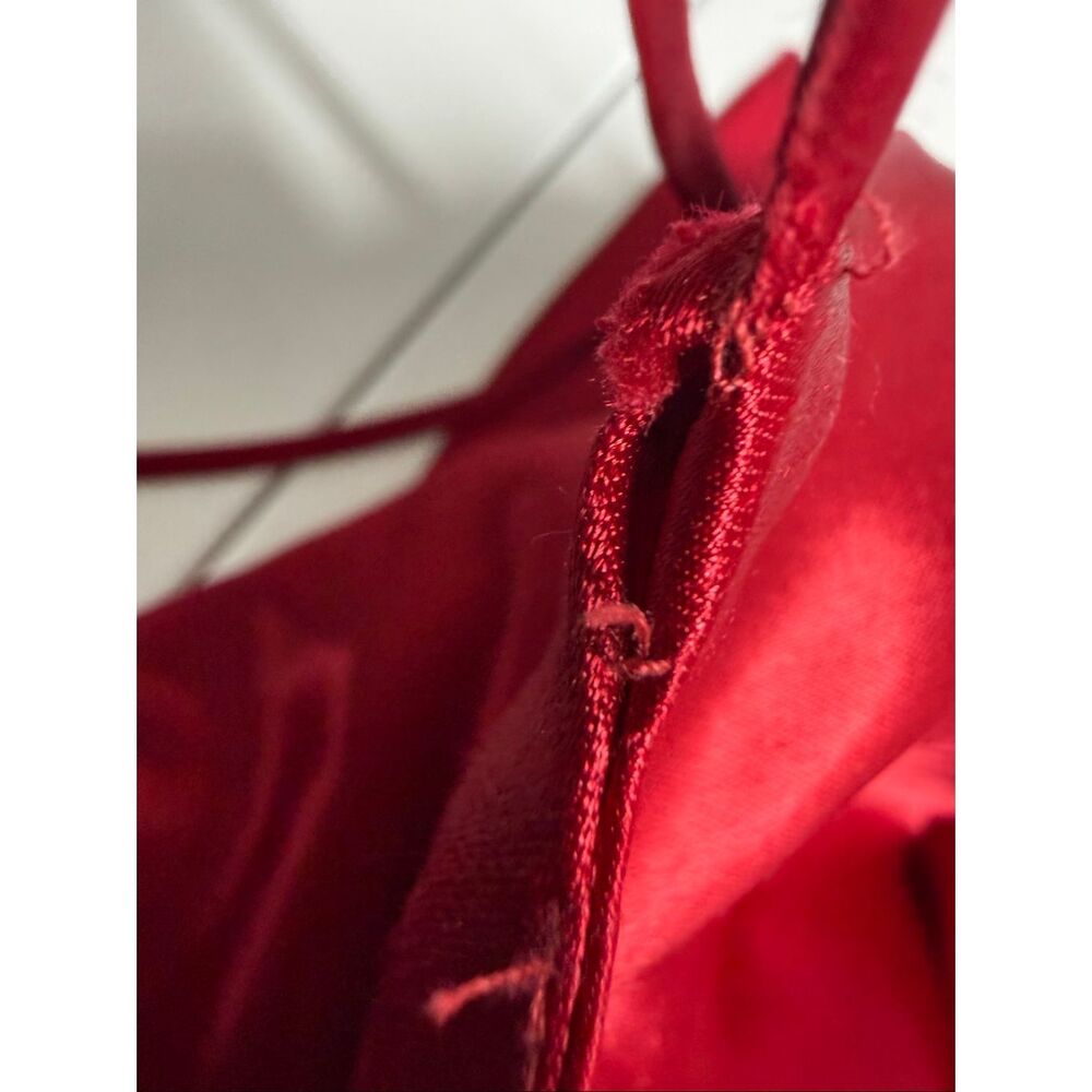 Kiki U.S.A Red Satin Maxi Dress Open Back Lace-Up Evening Gown Size S Chic - Picture 9 of 15
